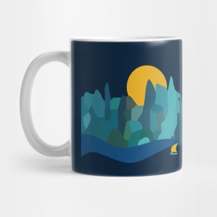 Sea Cliffs Moon Sail Boat Sailing Mug